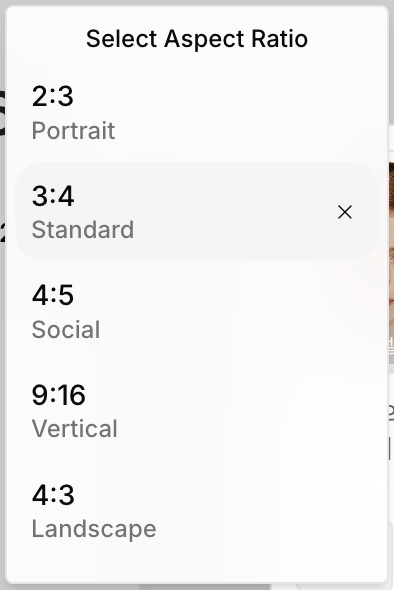 More aspect ratios available